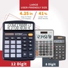 image:imageCATIGA 12 Digit Desk Calculator Desktop Calculators with Large LCD Display amp Big Buttons Basic Simple 4 Function Solar Calculator Dual Power Solar amp Battery for School Office amp Home CD2786Black 2Pack
