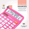 image:imageCATIGA 12 Digit Desk Calculator Desktop Calculators with Large LCD Display amp Big Buttons Basic Simple 4 Function Solar Calculator Dual Power Solar amp Battery for School Office amp Home CD2786Pink