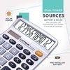 image:imageCATIGA 12 Digit Desk Calculator Desktop Calculators with Large LCD Display amp Big Buttons Basic Simple 4 Function Solar Calculator Dual Power Solar amp Battery for School Office amp Home CD2786Silver