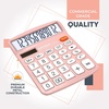 image:imageCATIGA 12 Digit Desk Calculator Desktop Calculators with Large LCD Display amp Big Buttons Basic Simple 4 Function Solar Calculator Dual Power Solar amp Battery for School Office amp Home CD2786Light Pink