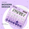 image:imageCATIGA Mechanical Switch Calculator with Solar and Battery Dual Power 12Digit Large LCD Display Aesthetic and Cute Desktop Calculator with Big Button for Home School and Office Use SD1299Z Lavender