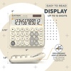 image:imageCATIGA Mechanical Switch Calculator with Solar and Battery Dual Power 12Digit Large LCD Display Aesthetic and Cute Desktop Calculator with Big Button for Home School and Office Use SD1299Z Beige