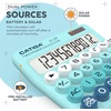 image:imageCATIGA Mechanical Switch Calculator with Solar and Battery Dual Power 12Digit Large LCD Display Aesthetic and Cute Desktop Calculator with Big Button for Home School and Office Use SD1299Z Aqua Blue