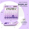image:imageCATIGA Mechanical Switch Calculator with Solar and Battery Dual Power 12Digit Large LCD Display Aesthetic and Cute Desktop Calculator with Big Button for Home School and Office Use SD1299Z Lavender