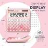 image:imageCATIGA Mechanical Switch Calculator with Solar and Battery Dual Power 12Digit Large LCD Display Aesthetic and Cute Desktop Calculator with Big Button for Home School and Office Use SD1299Z Blush Pink