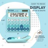 image:imageCATIGA Mechanical Switch Calculator with Solar and Battery Dual Power 12Digit Large LCD Display Aesthetic and Cute Desktop Calculator with Big Button for Home School and Office Use SD1299Z Aqua Blue