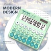 image:imageCATIGA Mechanical Switch Calculator with Solar and Battery Dual Power 12Digit Large LCD Display Aesthetic and Cute Desktop Calculator with Big Button for Home School and Office Use SD1299Z Mint Green