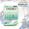 image:imageCATIGA Mechanical Switch Calculator with Solar and Battery Dual Power 12Digit Large LCD Display Aesthetic and Cute Desktop Calculator with Big Button for Home School and Office Use SD1299Z Mint Green