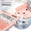image:imageCATIGA Mechanical Switch Calculator with Solar and Battery Dual Power 12Digit Large LCD Display Aesthetic and Cute Desktop Calculator with Big Button for Home School and Office Use SD1299Z Peach