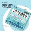 image:imageCATIGA Mechanical Switch Calculator with Solar and Battery Dual Power 12Digit Large LCD Display Aesthetic and Cute Desktop Calculator with Big Button for Home School and Office Use SD1299Z Aqua Blue