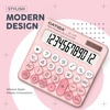 image:imageCATIGA Mechanical Switch Calculator with Solar and Battery Dual Power 12Digit Large LCD Display Aesthetic and Cute Desktop Calculator with Big Button for Home School and Office Use SD1299Z Blush Pink