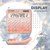 image:imageCATIGA Mechanical Switch Calculator with Solar and Battery Dual Power 12Digit Large LCD Display Aesthetic and Cute Desktop Calculator with Big Button for Home School and Office Use SD1299Z Peach