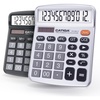 image:imageCATIGA 12 Digit Desk Calculator Desktop Calculators with Large LCD Display amp Big Buttons Basic Simple 4 Function Solar Calculator Dual Power Solar amp Battery for School Office amp Home CD2786Black  Silver 2Pack