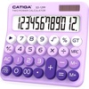 image:imageCATIGA Mechanical Switch Calculator with Solar and Battery Dual Power 12Digit Large LCD Display Aesthetic and Cute Desktop Calculator with Big Button for Home School and Office Use SD1299Z Lavender