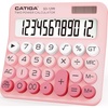 image:imageCATIGA Mechanical Switch Calculator with Solar and Battery Dual Power 12Digit Large LCD Display Aesthetic and Cute Desktop Calculator with Big Button for Home School and Office Use SD1299Z Blush Pink