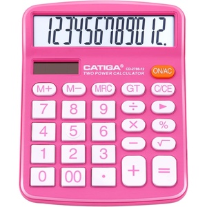 image:imageCATIGA 12 Digit Desk Calculator Desktop Calculators with Large LCD Display amp Big Buttons Basic Simple 4 Function Solar Calculator Dual Power Solar amp Battery for School Office amp Home CD2786Pink