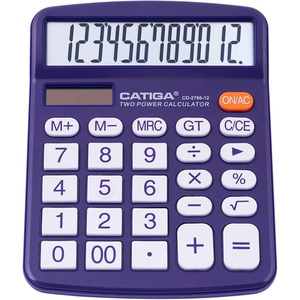 image:imageCATIGA 12 Digit Desk Calculator Desktop Calculators with Large LCD Display amp Big Buttons Basic Simple 4 Function Solar Calculator Dual Power Solar amp Battery for School Office amp Home CD2786Purple