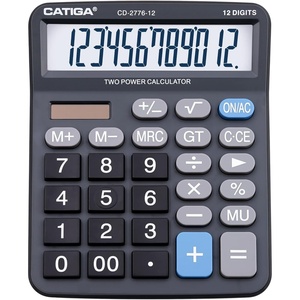 image:imageCATIGA 12 Digit Desk Calculator Desktop Calculators with Large LCD Display amp Big Buttons Basic Simple 4 Function Solar Calculator Dual Power Solar amp Battery for School Office amp Home CD2786Black Commercial