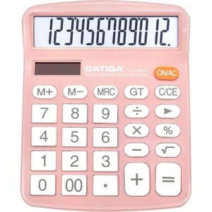 image:imageCATIGA 12 Digit Desk Calculator Desktop Calculators with Large LCD Display amp Big Buttons Basic Simple 4 Function Solar Calculator Dual Power Solar amp Battery for School Office amp Home CD2786Light Pink