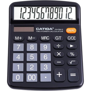 image:imageCATIGA 12 Digit Desk Calculator Desktop Calculators with Large LCD Display amp Big Buttons Basic Simple 4 Function Solar Calculator Dual Power Solar amp Battery for School Office amp Home CD2786Black