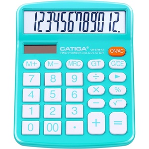 image:imageCATIGA 12 Digit Desk Calculator Desktop Calculators with Large LCD Display amp Big Buttons Basic Simple 4 Function Solar Calculator Dual Power Solar amp Battery for School Office amp Home CD2786Light Blue