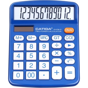 image:imageCATIGA 12 Digit Desk Calculator Desktop Calculators with Large LCD Display amp Big Buttons Basic Simple 4 Function Solar Calculator Dual Power Solar amp Battery for School Office amp Home CD2786Blue