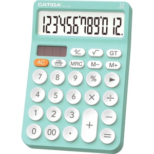 image:imageCATIGA 12 Digit Desktop Calculator Basic Desk Calculator with Large LCD Display Big Buttons 4 Function Solar and Battery Dual Power for Office School Home SD1292 Green52 Fresh Blue