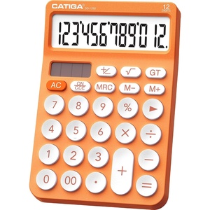 image:imageCATIGA 12 Digit Desktop Calculator Basic Desk Calculator with Large LCD Display Big Buttons 4 Function Solar and Battery Dual Power for Office School Home SD1292 Green8 Orange