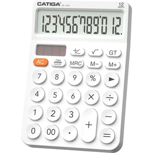 image:imageCATIGA 12 Digit Desktop Calculator Basic Desk Calculator with Large LCD Display Big Buttons 4 Function Solar and Battery Dual Power for Office School Home SD1292 Green4 White