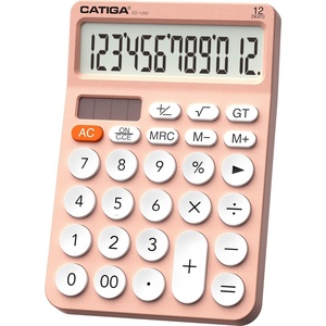 image:imageCATIGA 12 Digit Desktop Calculator Basic Desk Calculator with Large LCD Display Big Buttons 4 Function Solar and Battery Dual Power for Office School Home SD1292 Green2 Pinkwhite