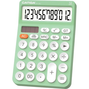 image:imageCATIGA 12 Digit Desktop Calculator Basic Desk Calculator with Large LCD Display Big Buttons 4 Function Solar and Battery Dual Power for Office School Home SD1292 Green53 Mint