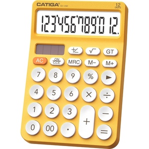 image:imageCATIGA 12 Digit Desktop Calculator Basic Desk Calculator with Large LCD Display Big Buttons 4 Function Solar and Battery Dual Power for Office School Home SD1292 Green9 Yellow
