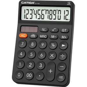 image:imageCATIGA 12 Digit Desktop Calculator Basic Desk Calculator with Large LCD Display Big Buttons 4 Function Solar and Battery Dual Power for Office School Home SD1292 Green21 Black