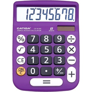 image:imageCATIGA 12 Digit Desktop Calculator Basic Desk Calculator with Large LCD Display Big Buttons 4 Function Solar and Battery Dual Power for Office School Home SD1292 GreenViolet