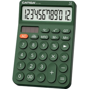 image:imageCATIGA 12 Digit Desktop Calculator Basic Desk Calculator with Large LCD Display Big Buttons 4 Function Solar and Battery Dual Power for Office School Home SD1292 Green6 Green