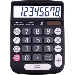 image:imageCATIGA Desktop Calculator 8 Digit with Solar Power and LCD Display Big Buttons for Home Office School Class and Business 4 Function Small Basic Calculators for Desk CD8185Black