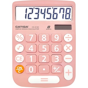 image:imageCATIGA Desktop Calculator 8 Digit with Solar Power and LCD Display Big Buttons for Home Office School Class and Business 4 Function Small Basic Calculators for Desk CD8185Light Pink
