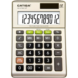 image:imageDesktop 12Digit Business Calculator with Dual Power Solar and Battery for Basic Finance and Tax Calculations Desk Calculators for School or Office